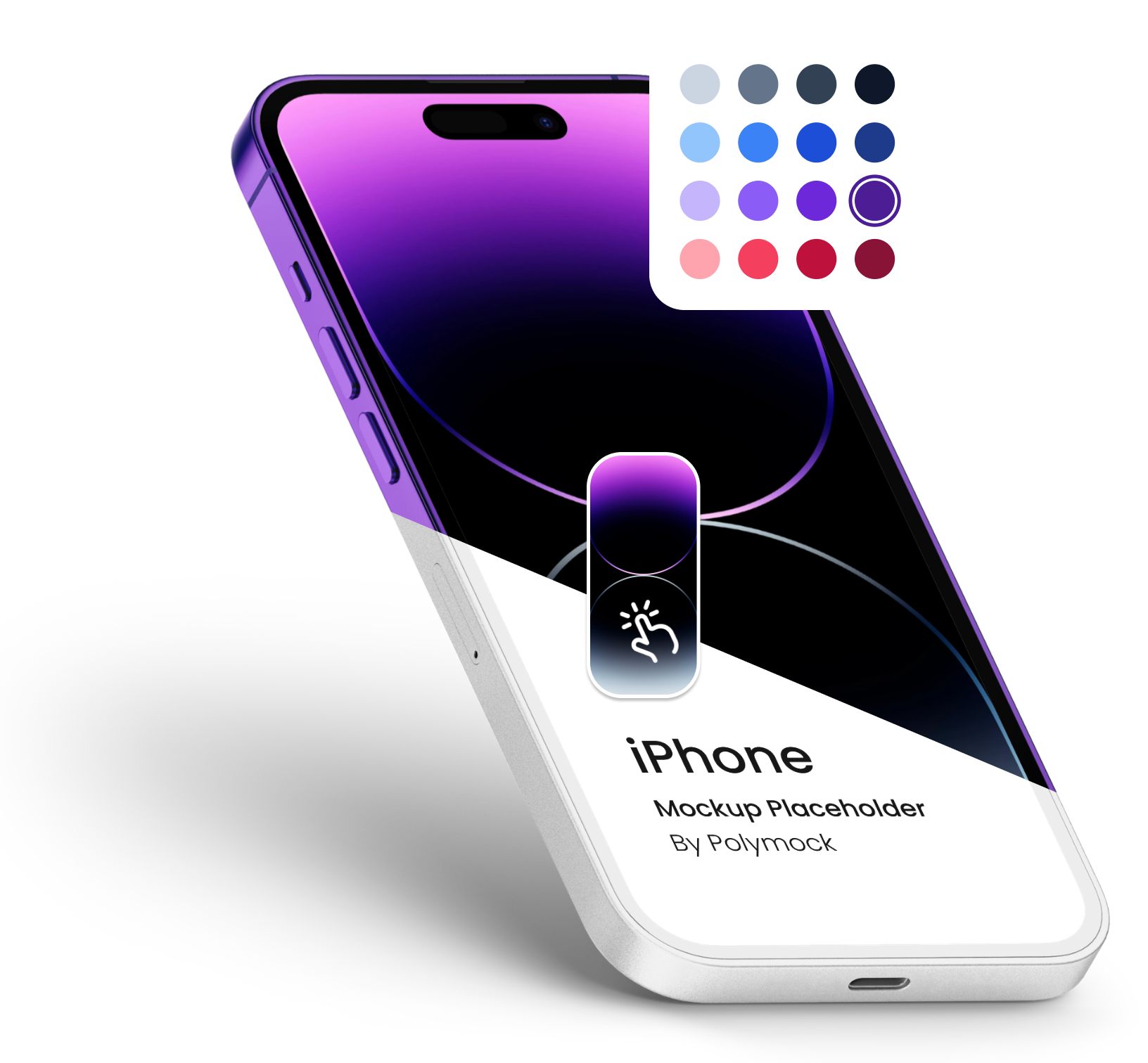iPhone 14 Pro Max Mockup Example in Purple Color, Isometric Left View